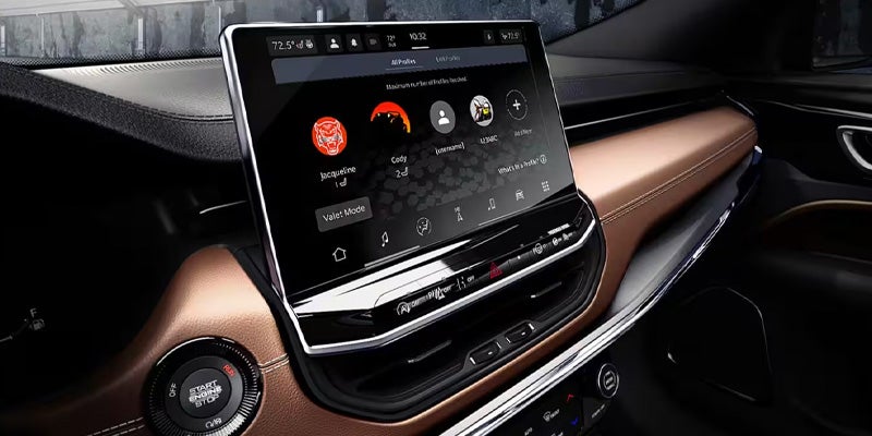 A digital screen on front deck with multiple functionalities options